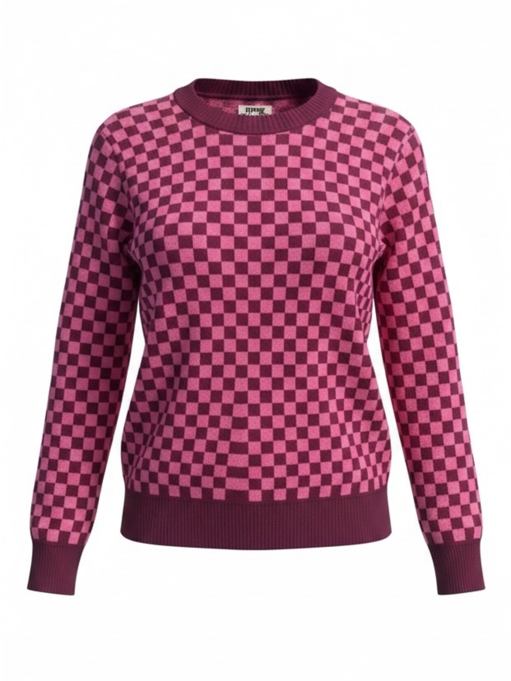 Women's Pink Checkerboard Sweater